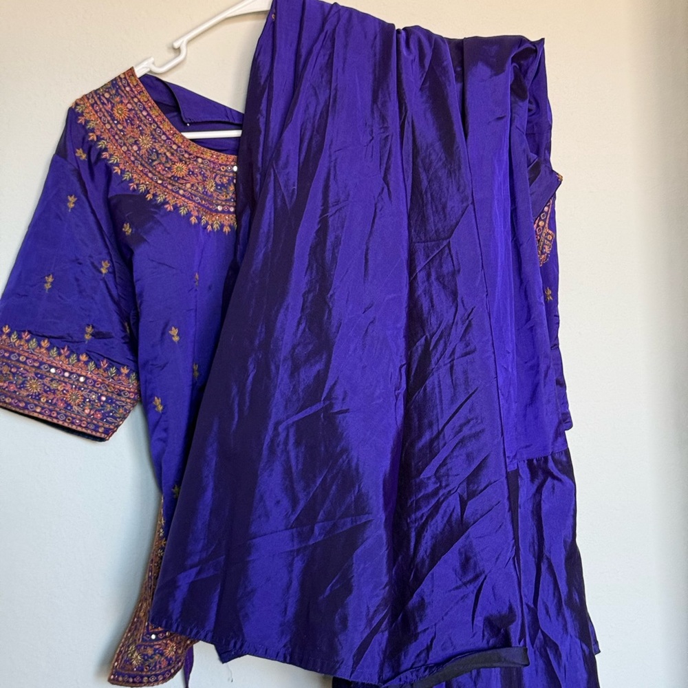 Embroidered Purple Traditional lehenga top Outfit